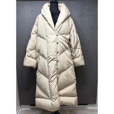 Women's Longline Hooded Puffer Coat in Metallic Taupe — listing 3