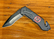 Wartech Fire Department Spring-Assisted Folding Rescue Knife with Glass Breaker and Seatbelt Cutter — listing 5