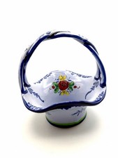 Portuguese Hand-Painted Reticulated Floral Basket with Attached Underplate — listing 5
