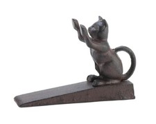 Antique Cast Iron Figural Sitting Cat Still Bank with Bow