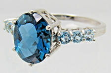 Clyde Duneier 14K Yellow Gold Pear-Cut Blue Topaz and Diamond Ring, Size 7.75 — listing 4