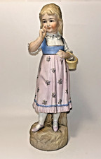 Antique German Bisque Porcelain Figurine of a Girl Holding a Bird — listing 3