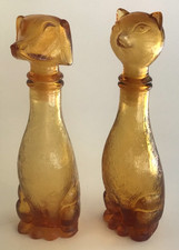 Amber Glass Molded Figural Head Bust Sculpture / Paperweight