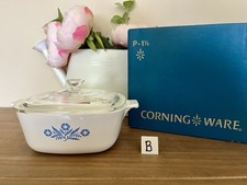 Vintage CorningWare Cornflower Blue Square Casserole Dish with Glass Lid