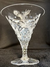 American Brilliant Period Cut Crystal Bowl with Hobstar and Fan Pattern, Sawtooth Rim, Clear