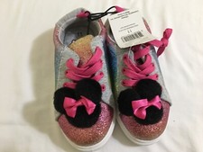 Disney Minnie Mouse Kids White Low-Top Sneakers, Size 3, Pastel Rainbow Laces, listing 4