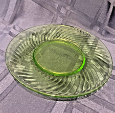 Vintage Uranium Green Depression Glass Plate, 8 inch — listing 3