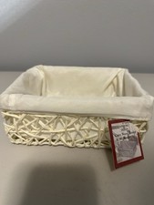 wicker basket liner White Wicker Storage Basket with Pink Floral Fabric Liner — listing 3