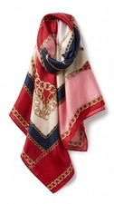 Oscar de la Renta Silk Scarf, Paisley Patchwork in Navy, Burgundy, Gold & Black, listing 6