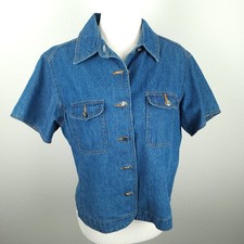 Vintage Stonebridge Denim Button-Up Shirt with Mother-of-Pearl Button Embellished Collar — listing 3