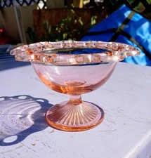 Vintage Pink Depression Glass Dinner Plate, 9 inch, Pressed Diamond & Daisy Button Pattern — listing 5