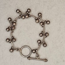 Silpada Sterling Silver DNA Interlocking Bracelet, Ball & Bar Links, Toggle Clasp, 7" L — listing 6