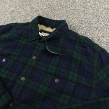 L.L. Bean Sherpa-Lined Cotton Flannel Shirt Jacket, Red Plaid, Men's L-Reg, listing 3