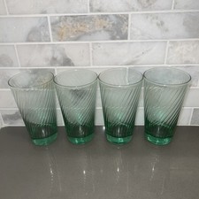 Vintage Hand-Blown Green Optic Swirl Glass Bulbous Vase with Ruffled Rim — listing 2