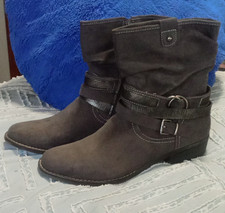 Women's Gray Faux Leather Side-Zip Comfort Casual Shoes