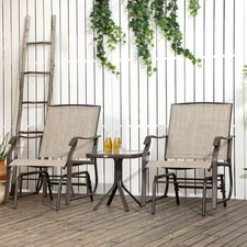 3-Piece Outdoor Patio Bistro Set - Two Sling Stacking Chairs & Glass-Top Side Table — listing 2
