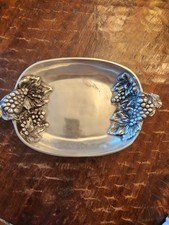 Vintage Cast Aluminum Grape Leaf Serving Tray with Grape Cluster Motif — listing 3