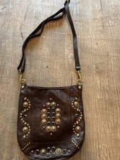 Campomaggi Cognac Leather Studded Hobo Shoulder Bag with Multicolor Cabochons — listing 2