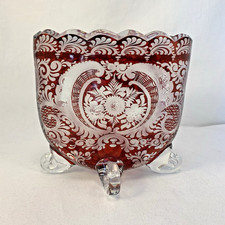 Bohemian Ruby Red Cut-to-Clear Engraved Glass Vase with Stag Motif — listing 6