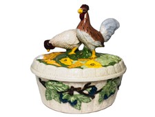 Figural Rooster Covered Candy Dish / Nappy in Amber and Red Glass — listing 4