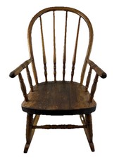 Vintage Child's Captain's Bow-Back Rocking Chair, Solid Maple — listing 6