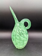 Vintage Lefton Hand-Blown Red & White Swirl Art Glass Pitcher Vase — listing 5