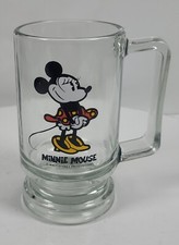 Vintage Walt Disney Productions Minnie Mouse Clear Glass Mug Stein — listing 6