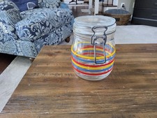 Arc France Glass Bail-Lock Canister Jar with Country Farm Barn Motif — listing 3