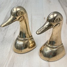 Vintage Leonard Silver Solid Brass Duck Head Bookends, Pair — listing 2