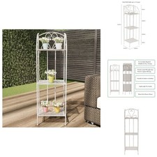 Vintage Wrought Iron Tole Three-Tier Plant Stand with Leaf and Bird Motif — listing 6