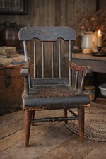 Pair of Windsor Comb-Back Arm Chairs with Crossed-Stick Splat, Dark Finish — listing 2