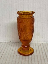 Amber Diamond-Optic Pressed Glass Bud Vase / Decorative Bottle, 3 inch, Mold #3 — listing 2