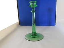 Vaseline / Uranium Glass Candlestick with Petal Cup and Scalloped Foot — listing 5