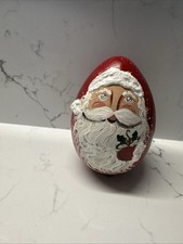 Folk Art Resin Santa Figurine with Noah's Ark Wagon and Animals Yes - there's a stamped/printed name