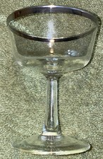 Vintage Silver-Rim Wheel-Cut Footed Cordial/Sherry Glasses, Set of Multiple