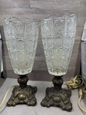 Vintage Brass Table Lamp with Clear Glass Chimney and Urn-Form Base