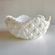 McKee Concord Toltec Pattern Milk Glass Footed Bowl