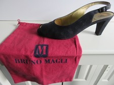 Vintage Bruno Magli Pewter Leather & Suede Peep-Toe Pumps with Silver Stud Detail, Size 10 B — listing 6