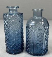 Vintage Pressed Glass Bud Vase with Fan-Rim, Silver Painted Finish
