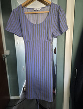 Primark Navy & White Striped Sleeveless Midi Dress, Size UK 20
