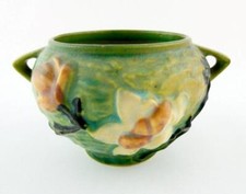 Roseville Pottery Blue Magnolia Jardinière with Handles — listing 6