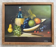 Original Impressionist Still Life Oil Painting of Wine, Glasses & Decanter, Signed, Gold Frame — listing 5
