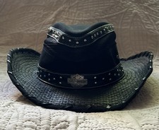 Harley-Davidson Black Wool Felt Western Cowboy Hat, Size Large