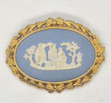 Wedgwood Blue Jasperware Miniature Pin Dishes with Classical Muses, Pair