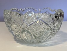 Pressed Glass Footed Bud Vase with Sawtooth Rim and Hobstar/Buzzstar Pattern — listing 4