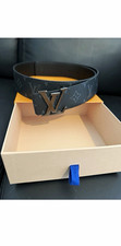 Louis Vuitton LV Initiales Belt in Blue/Navy Damier-Style Canvas with Silver Buckle — listing 5