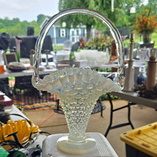 Blue Hobnail Glass Square Nut/Candy Dish with Ruffled Edge — listing 6