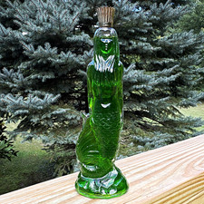 Green Glass Figural Nutcracker Soldier Apothecary Jar with Stopper — listing 6