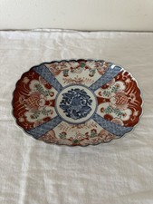 Antique Japanese Imari Porcelain Scalloped Bowl with Floral Panels