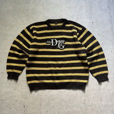 Dolce & Gabbana Black Pointelle Knit Short-Sleeve Henley Top with Blue Glitter Logo, Size 42 (IT) — listing 2